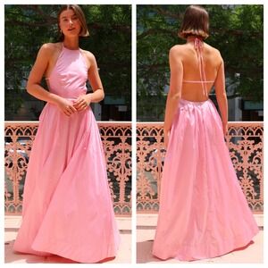 NWT‎ Hansen & Gretel Gilda Gown Pink Halter Backless Formal Maxi Dress Size 10
